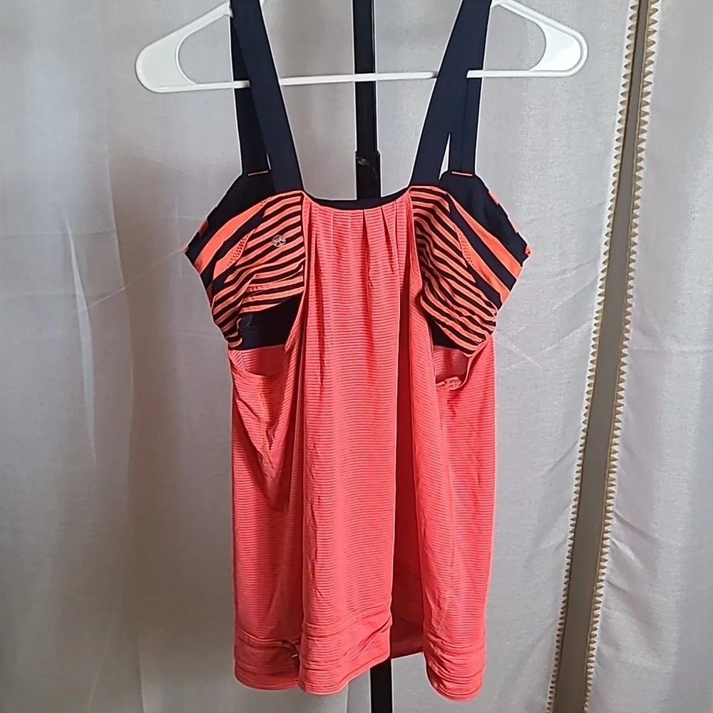 Lululemon Back On Track Tank Top Size 12 Light Flare Orange Inkwell Navy Blue - Picture 4 of 6